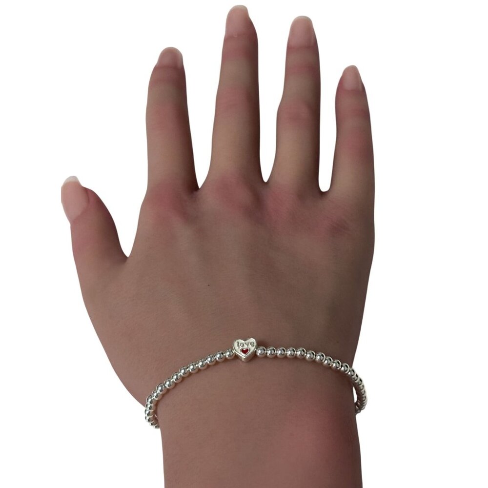 925 Sterling Silver Beaded Stretch Stacking Bracelet